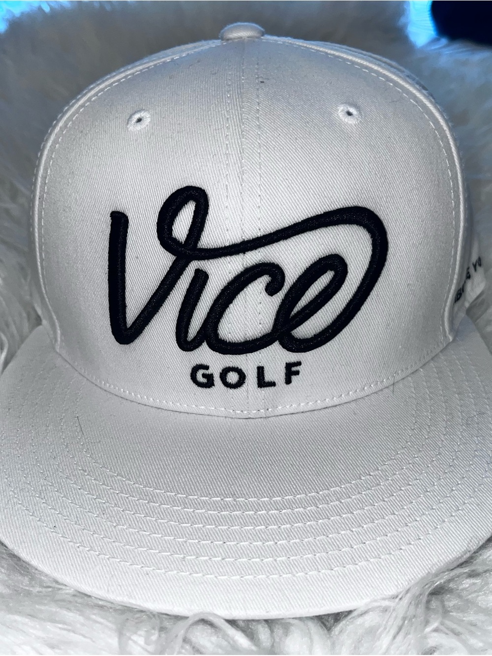 Vice Golf White Baseball Cap with Black Embroidered Logo